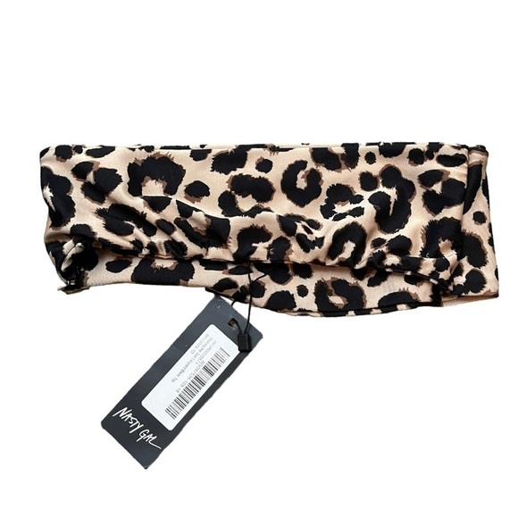 NWT Nasty Gal Bikini Top – Leopard Print Bandeau Swim Top Size 6 - Picture 2 of 3